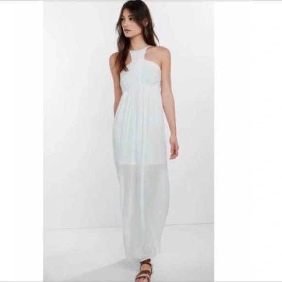 EXPRESS NWT Sleeveless White/Cream Boho Crochet Maxi Dress - Picture 1 of 3
